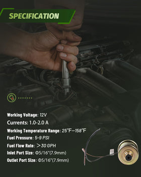 DTMAP pump installed on a lawn mower engine demonstrating consistent low-pressure fuel delivery