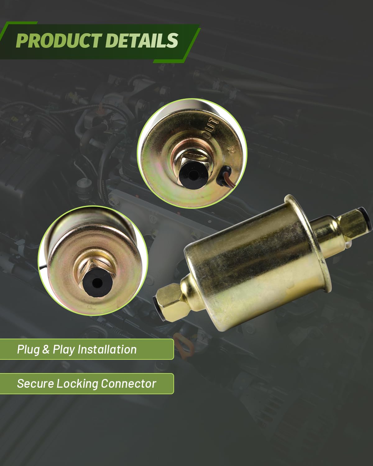 DTMAP wiring and connector detail illustrating easy 12V hookup and secure electrical connection