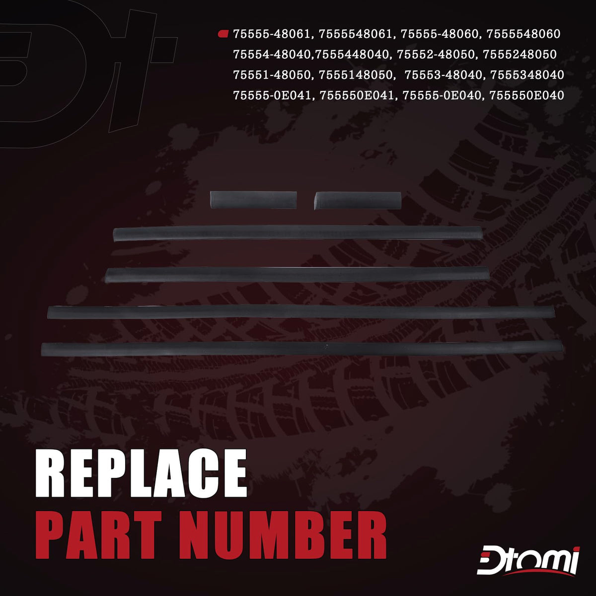 Dtomi close-up of rubber profile highlighting weather-resistant durability benefit