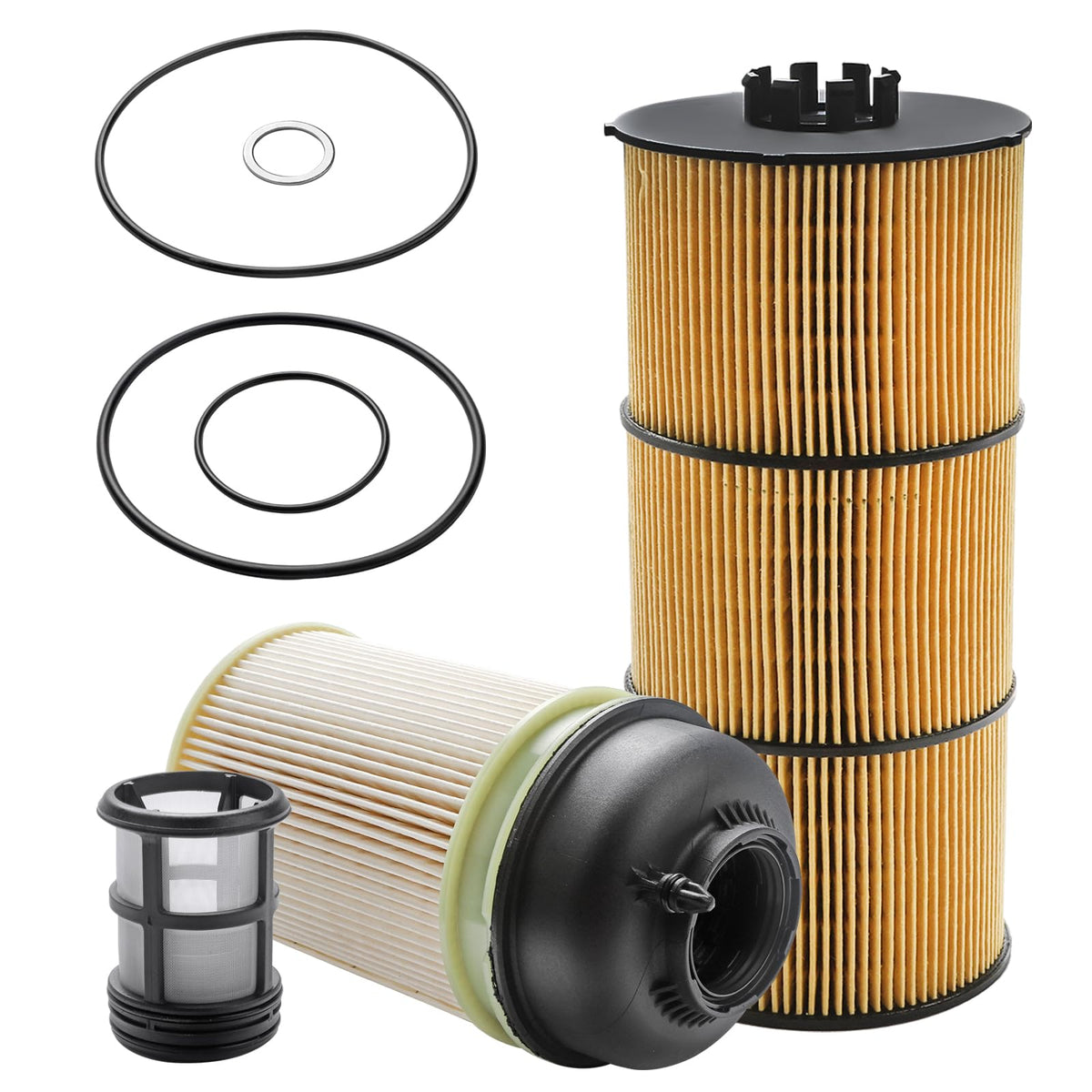 Dtomi front packaging showing fuel and oil filters and easy installation benefit