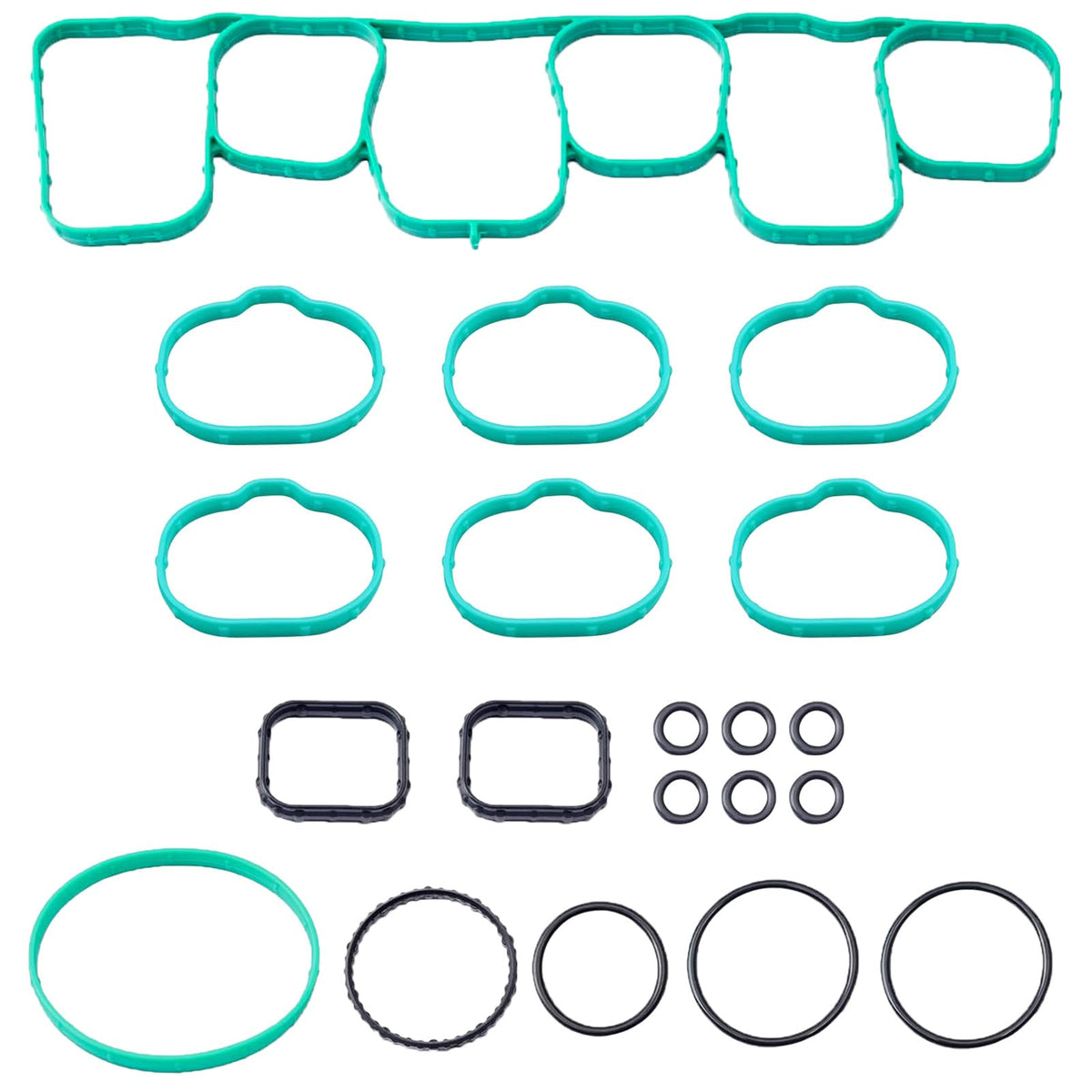 Dtomi front packaging of intake gasket set showing a complete kit and fitment benefits