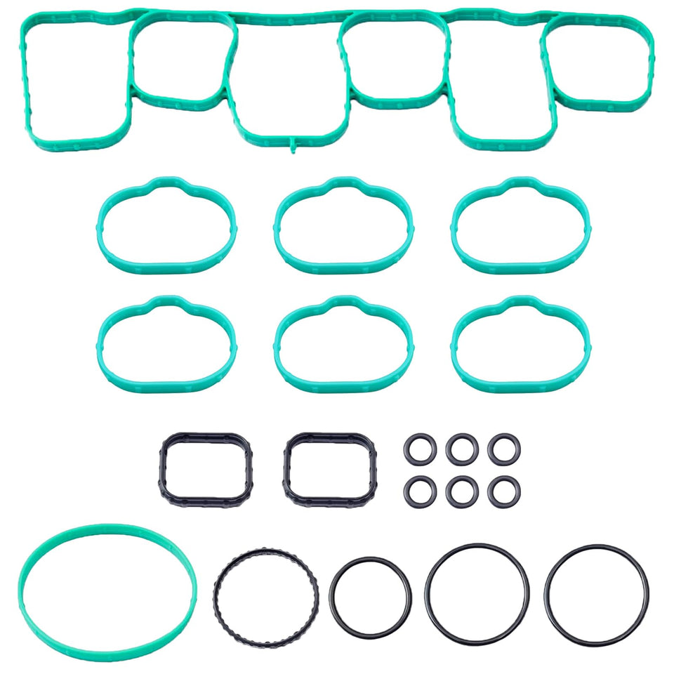 Dtomi front packaging of intake gasket set showing a complete kit and fitment benefits