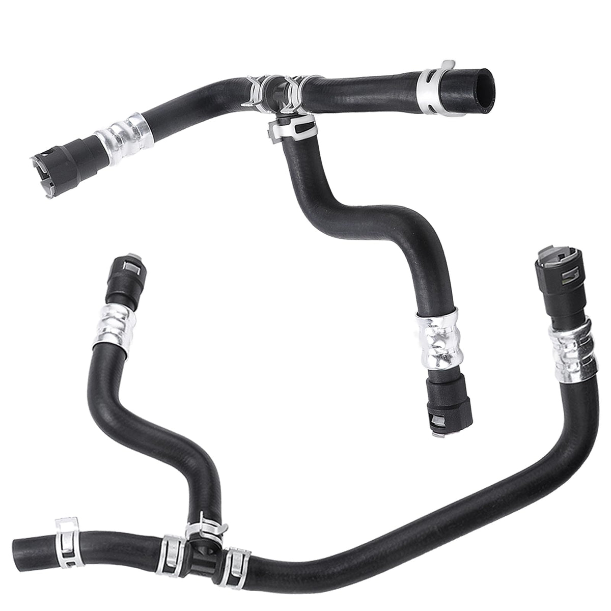 Dtomi front view of heater hose assembly showing fit and alignment benefits