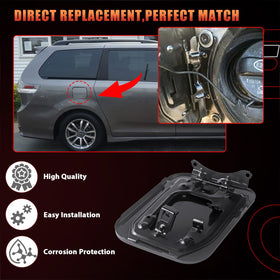 Dtomi fuel door installed on Toyota Sienna side view illustrating correct alignment