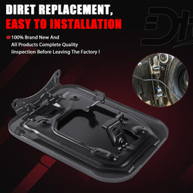 Dtomi fuel door latch and mounting points demonstrating easy factory installation
