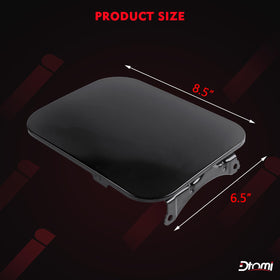 Dtomi fuel door size comparison next to hand to show scale and proportion