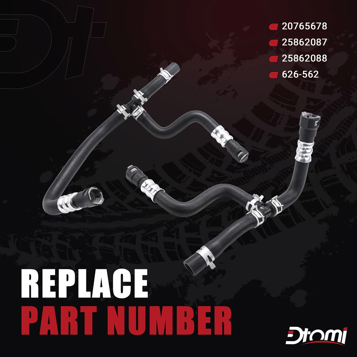 Dtomi hose routed near coolant expansion tank demonstrating proper placement