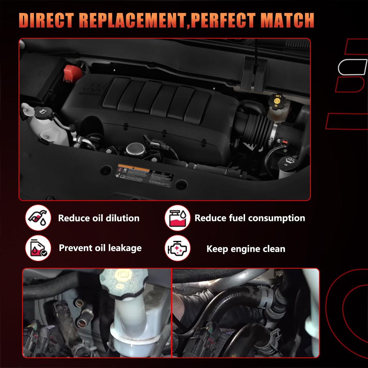 Dtomi hose installed in engine bay illustrating correct routing benefit