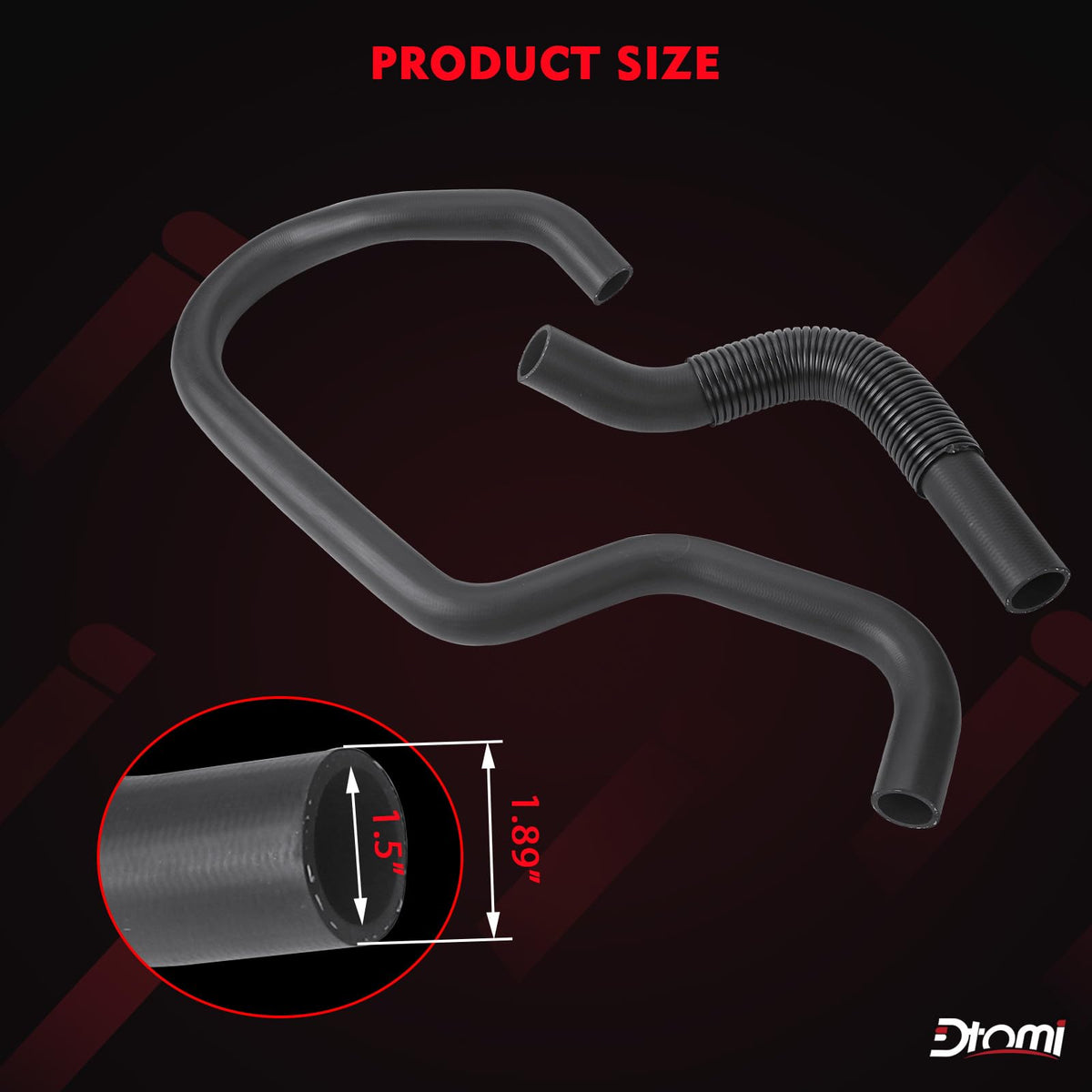 Dtomi close texture view of lower hose showing durable construction and heat resistance