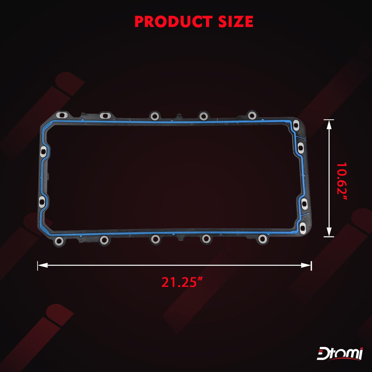 Dtomi gasket next to ruler showing dimensions for correct part verification
