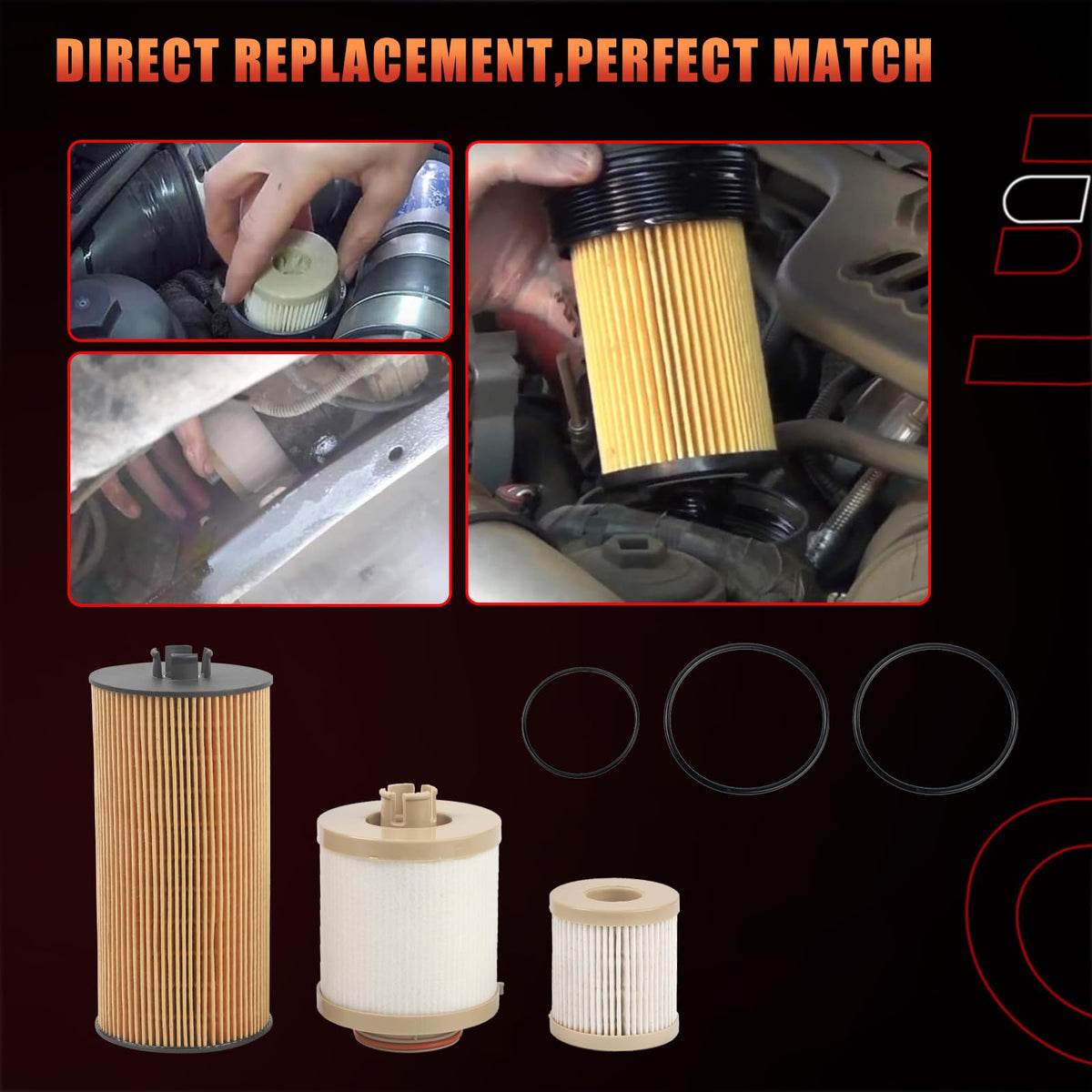Dtomi three O-rings and kit contents laid out to confirm included parts and simplify installation
