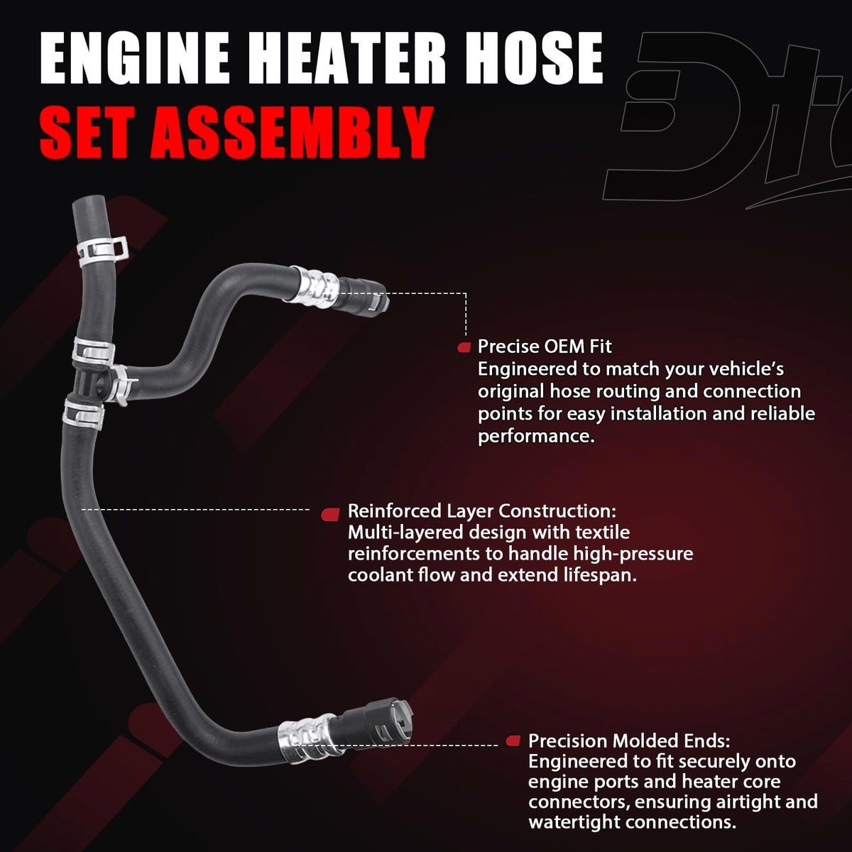 Dtomi packaged set with two hoses showing ready-to-install convenience