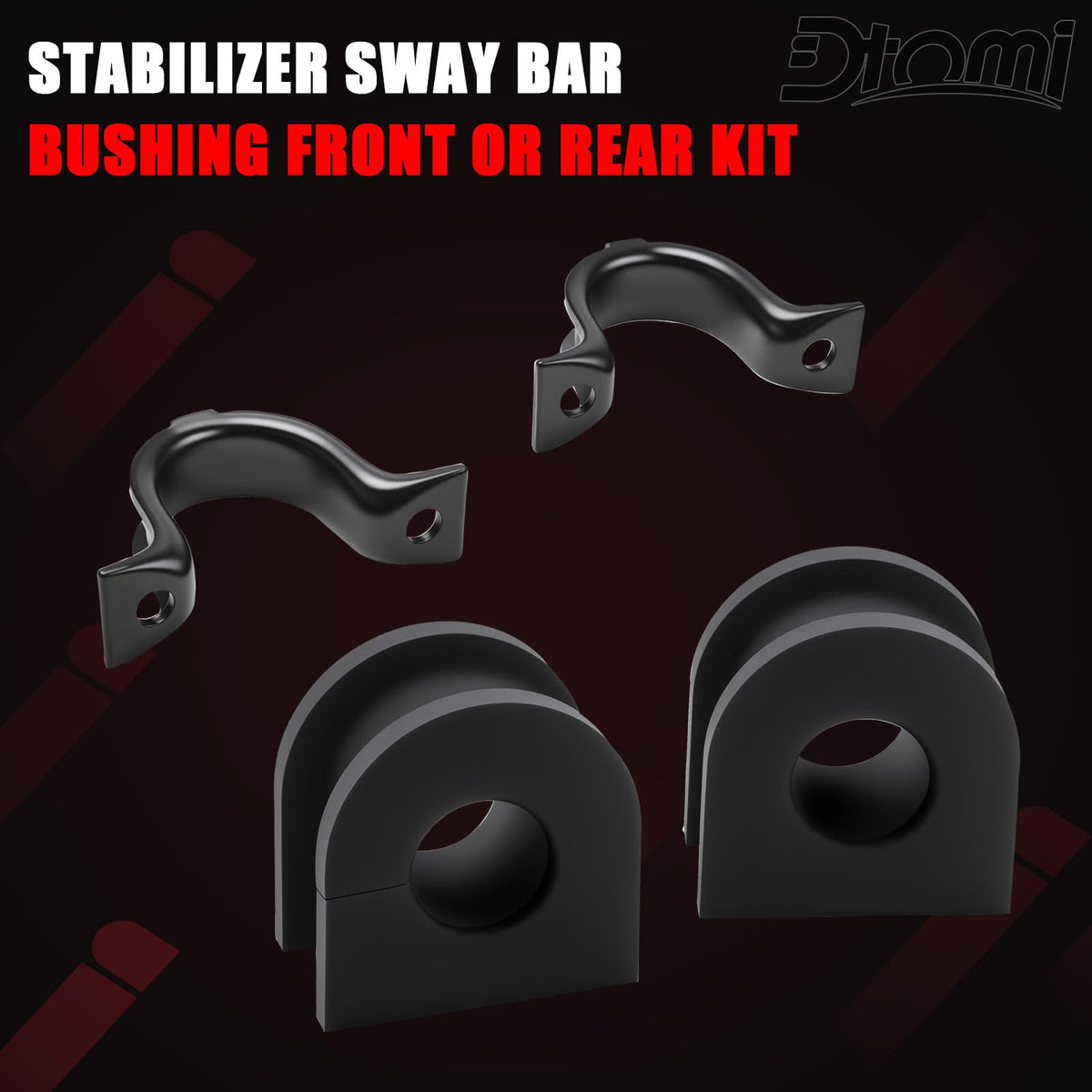 Dtomi paired bushings on workbench ready to install for lasting performance benefit