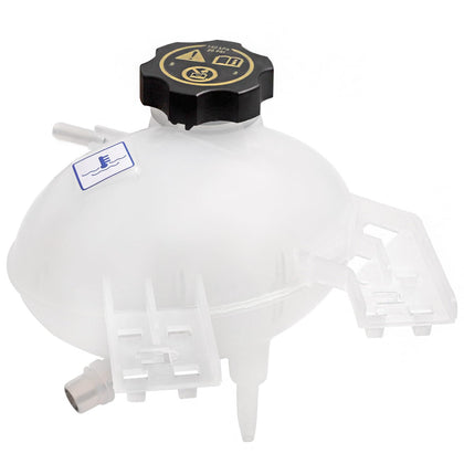 Dtomi radiator overflow tank front view showing shape and fit benefits