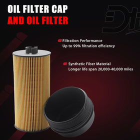 Dtomi oil filter next to ruler showing accurate size for fit confirmation