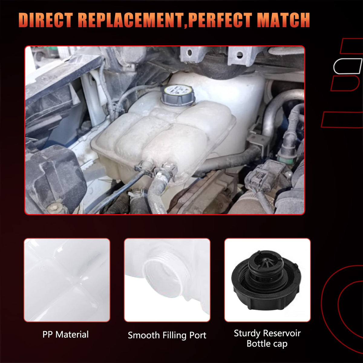Dtomi transparent tank with visible fluid level for quick coolant checks