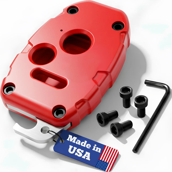 Dubbs Hardware red front view showing clean fit and protection benefit