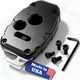 Dubbs Hardware front view of black 3-button shell showing precise fit and protection
