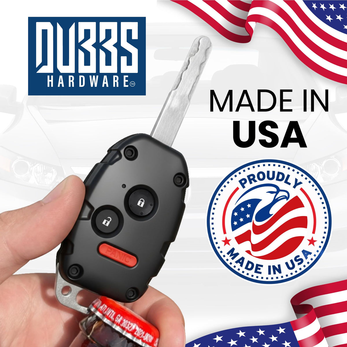 Dubbs Hardware packaging with USA-made label emphasizing domestic quality