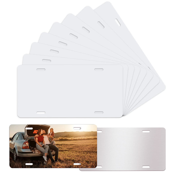 DUDSOEHO front view of ten white aluminum plates showing benefit: ready-to-print