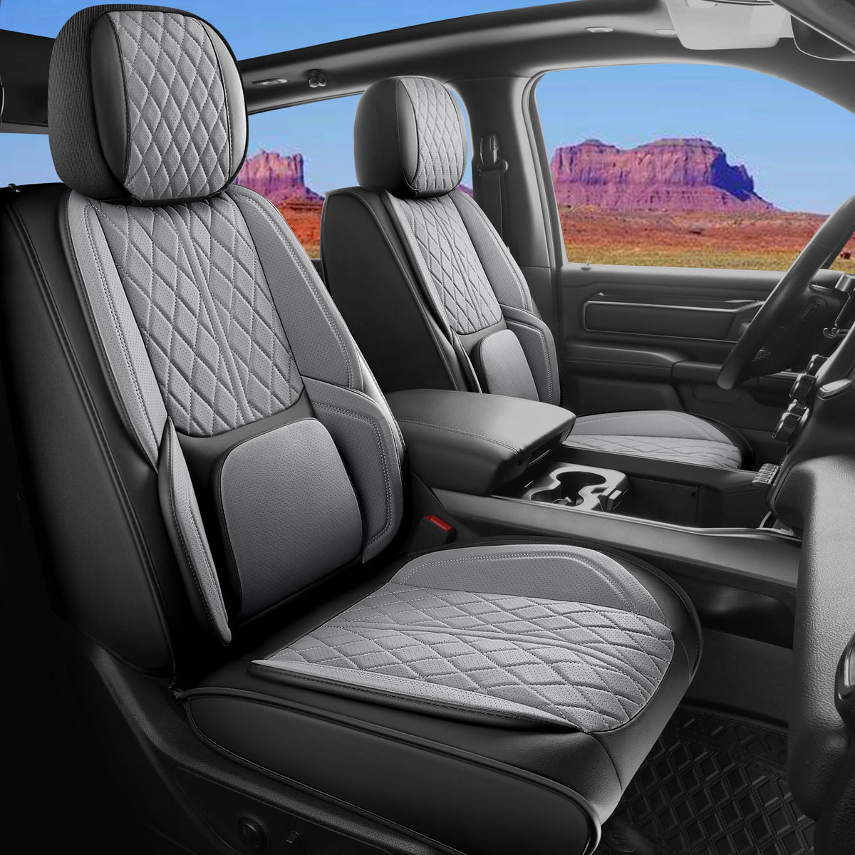 DuDuWang front seat cover front view showing sleek fit and protection