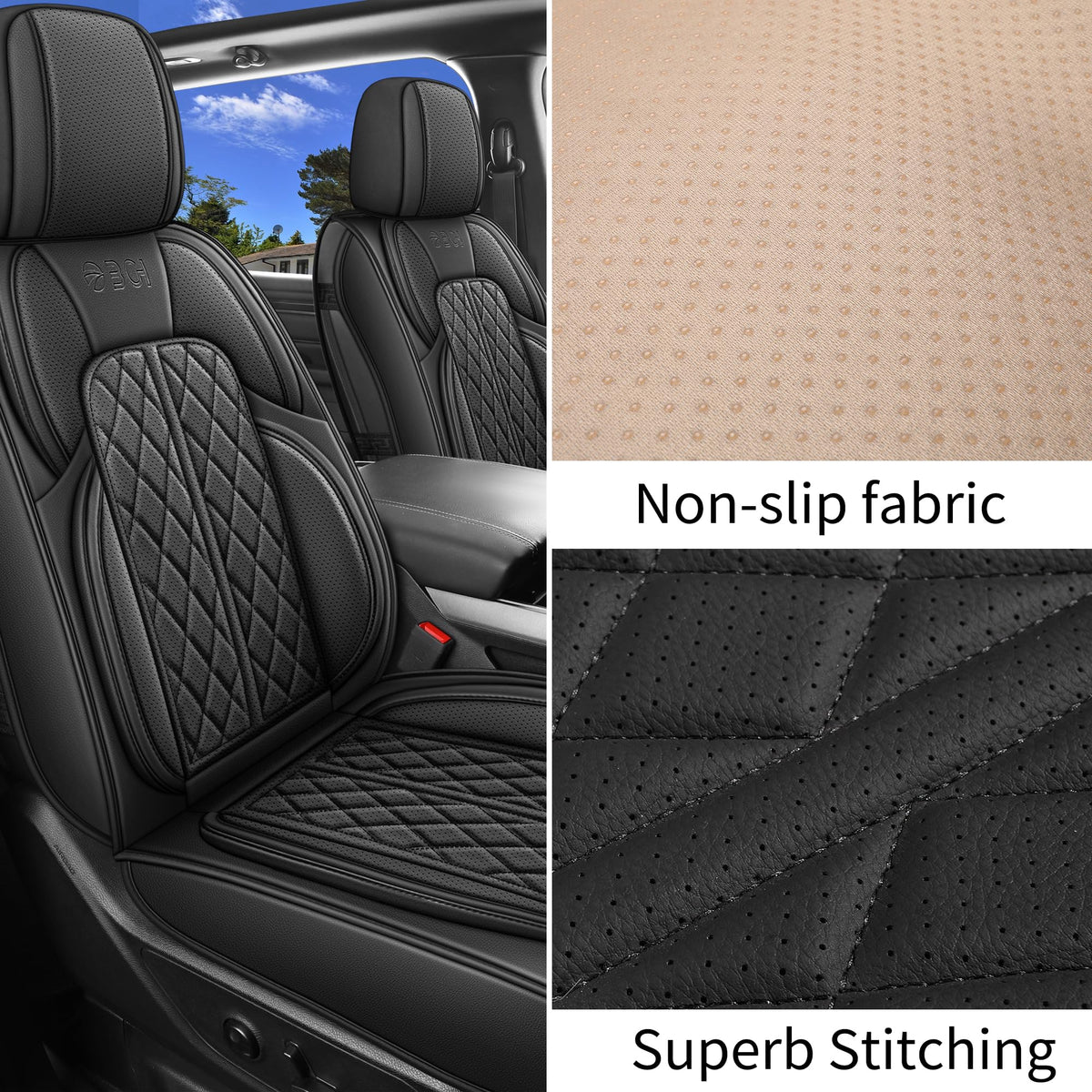 DuDuWang seat cover installed in Ford F150 cabin demonstrating snug fit
