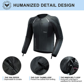 DUHAN size scale on mannequin showing fit and tailored protective coverage