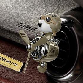 DUHKHAS pilot dog mounted on vent dispersing fragrance while driving