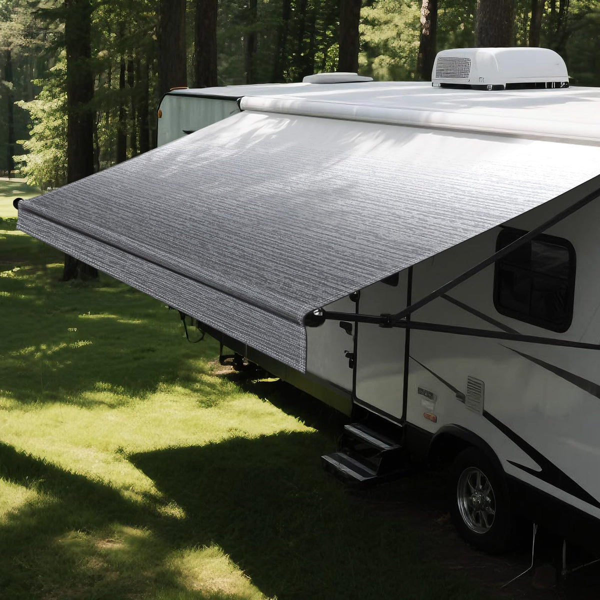 Dulepax lifestyle campsite scene showing comfortable shaded outdoor living benefit