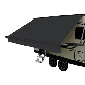 Dulepax front panel showing full black awning fabric and clean edges for curb appeal