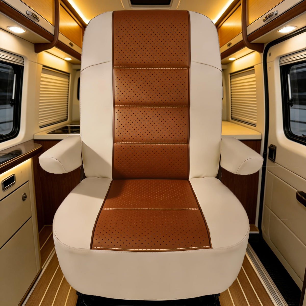 Dulepax front view on seat showing full coverage and polished look for protection