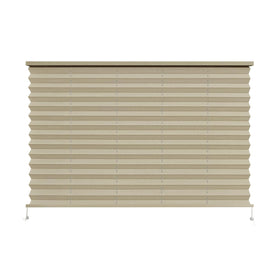 Dulepax front view of cappuccino pleated RV shade showing clean finish and fit