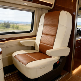 Dulepax scale comparison on RV seat illustrating fit dimensions and coverage