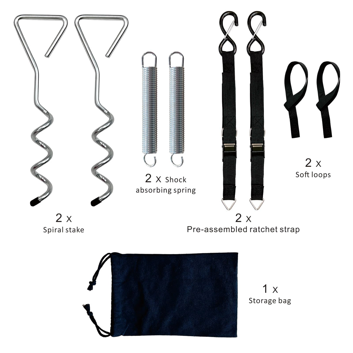 Dulepax soft loop attached to awning rail protecting hardware and reducing wear