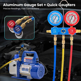 DUMOS carry bag open displaying organized pump, gauges and accessories