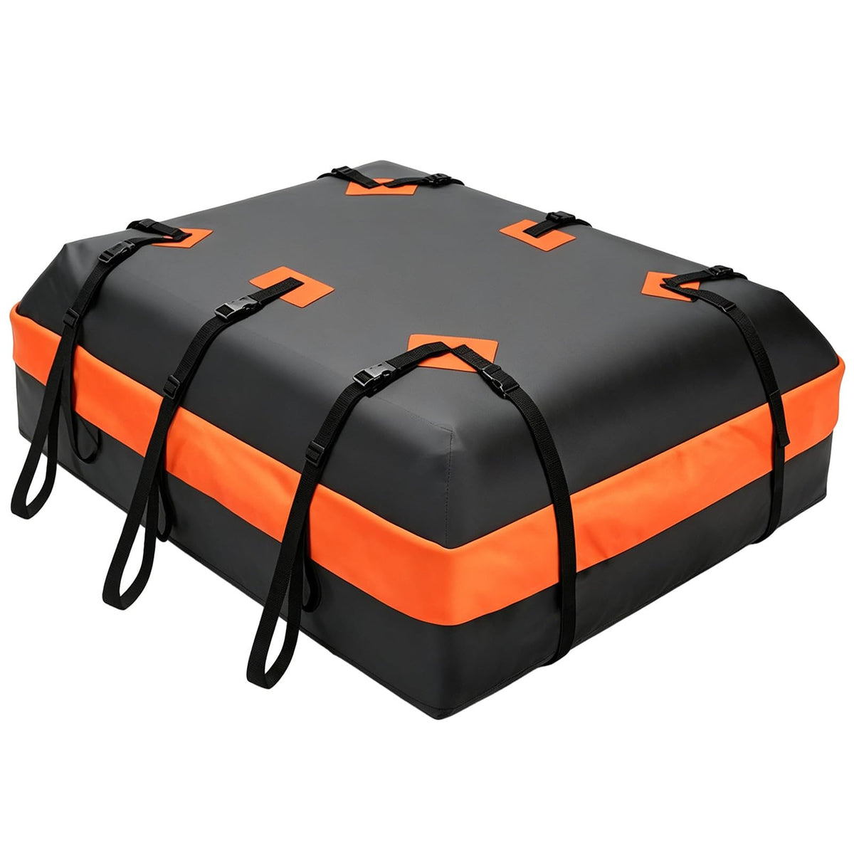 DUMOS front view roof bag mounted showing spacious 20 cu ft capacity and weather protection