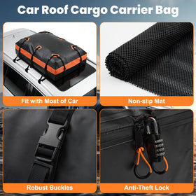 DUMOS roof bag on SUV driving on highway illustrating secure load stability