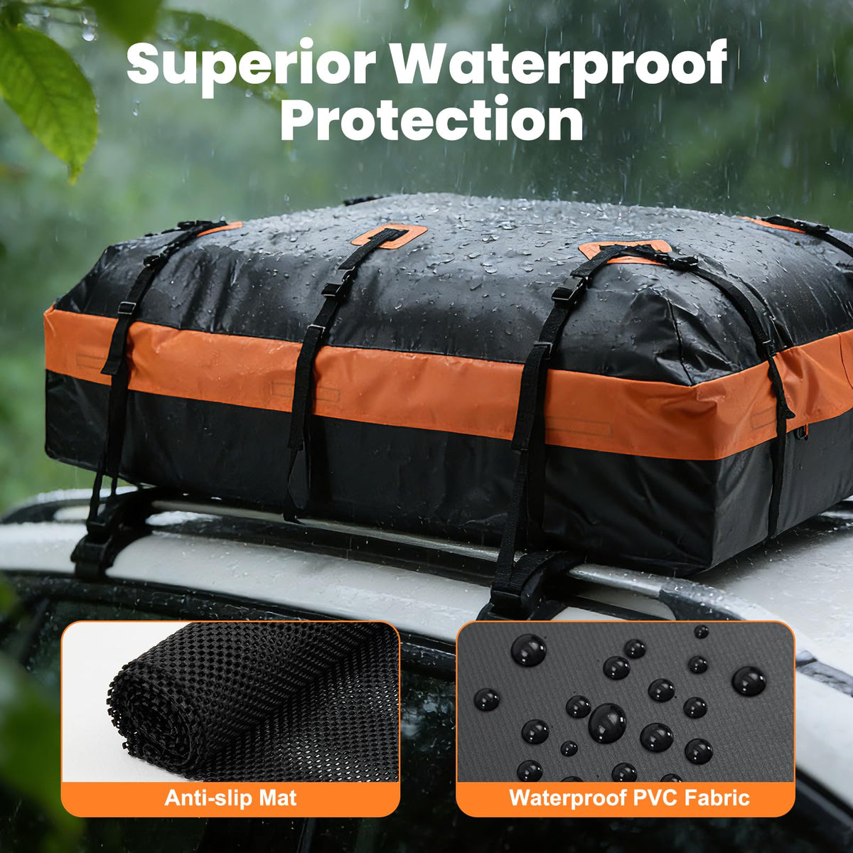 DUMOS reinforced straps and door hooks securing carrier for stable transit