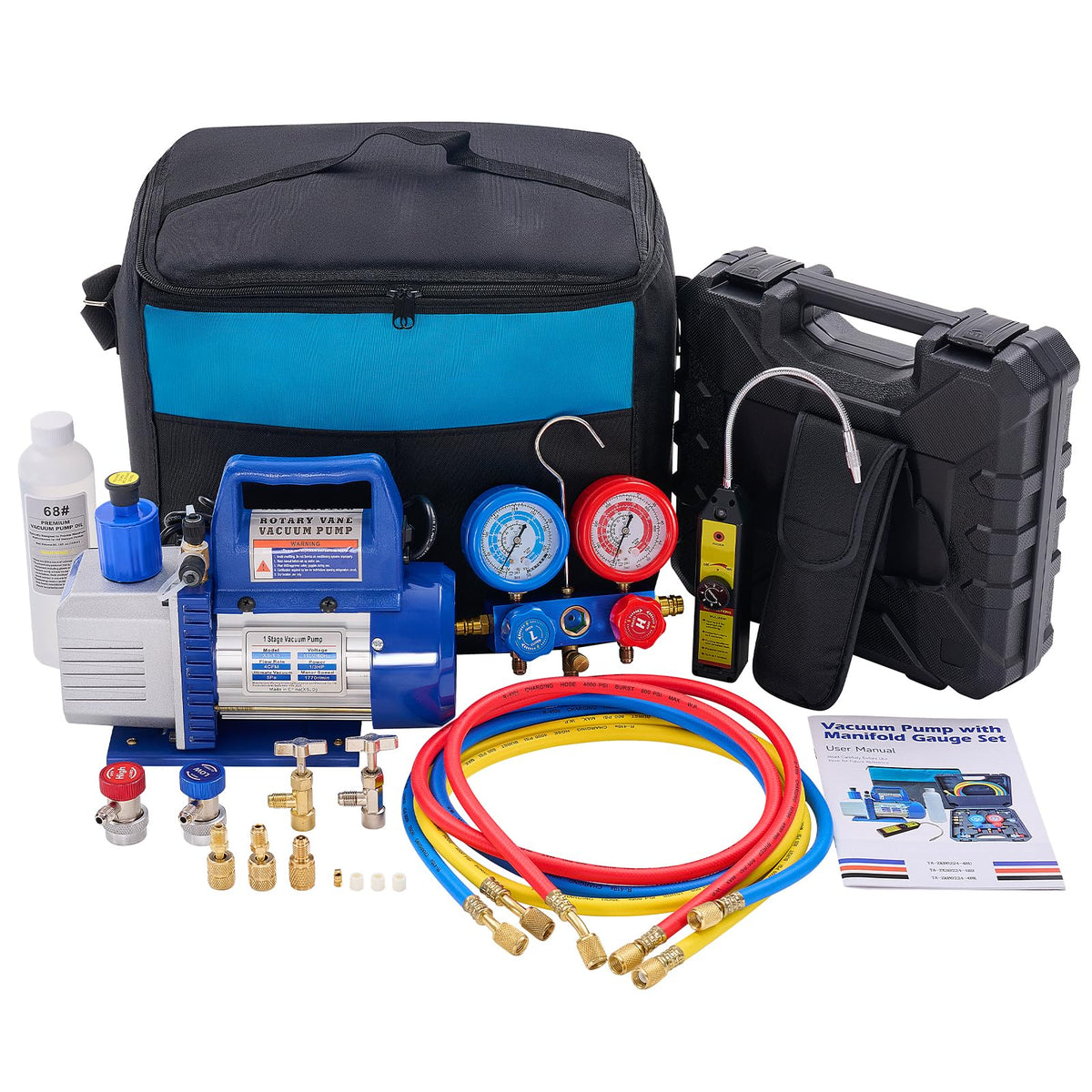 DUMOS vacuum pump front view showing compact design and reliable evacuation