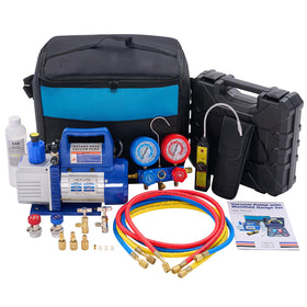 DUMOS vacuum pump front view showing compact design and reliable evacuation