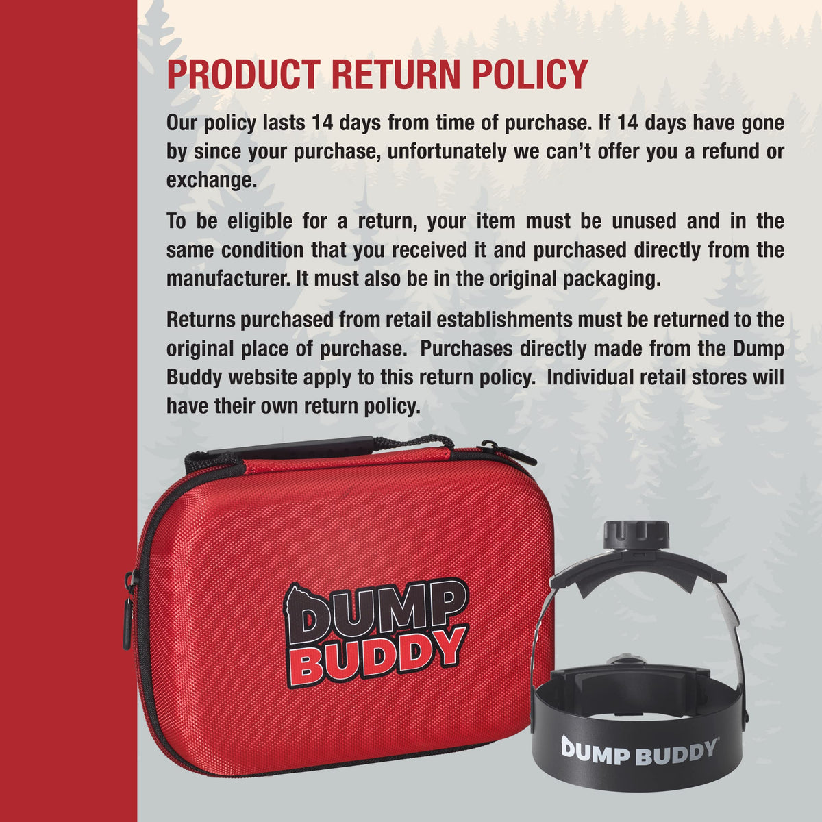 Dump Buddy plastic texture and label closeup showing durable materials