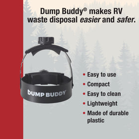 Dump Buddy tension knob detail showing easy hand-tightening for stability