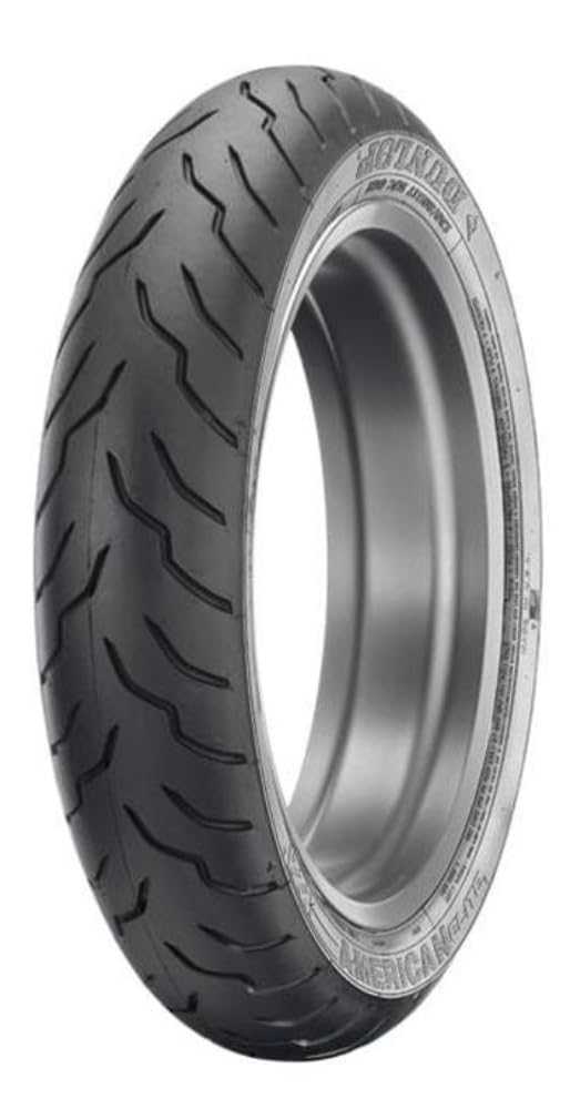 DUNLOP AE2 front tire mounted on Harley, showing profile and stable road grip
