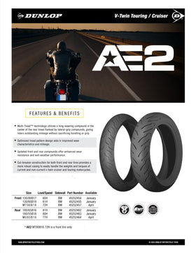 DUNLOP AE2 mounted on cruiser in road setting for confident handling