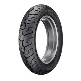Dunlop Tires D401 front profile showing size 150/80B-16 and black wall benefit: true fit for Harley