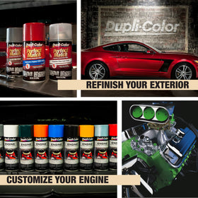 Dupli-Color applied on car panel showing durable, glossy finish