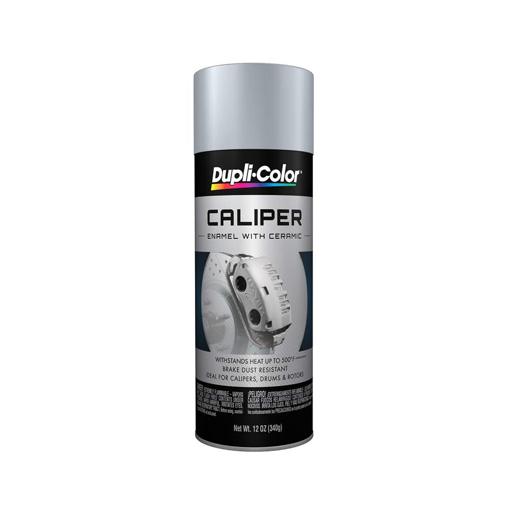 Dupli-Color aerosol can front view showing gloss silver label and easy application benefit