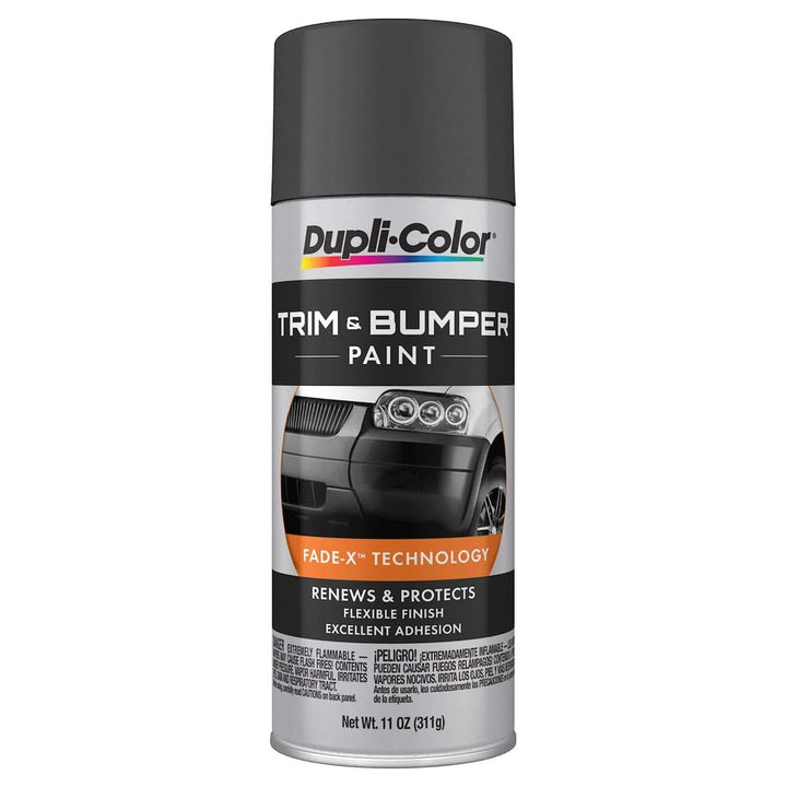 Dupli-Color aerosol can front view showing label and charcoal color benefit