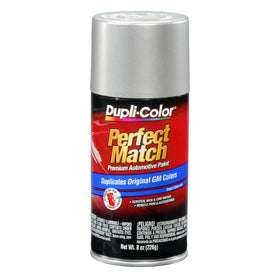 Dupli-Color aerosol can front view showing label and color code benefits