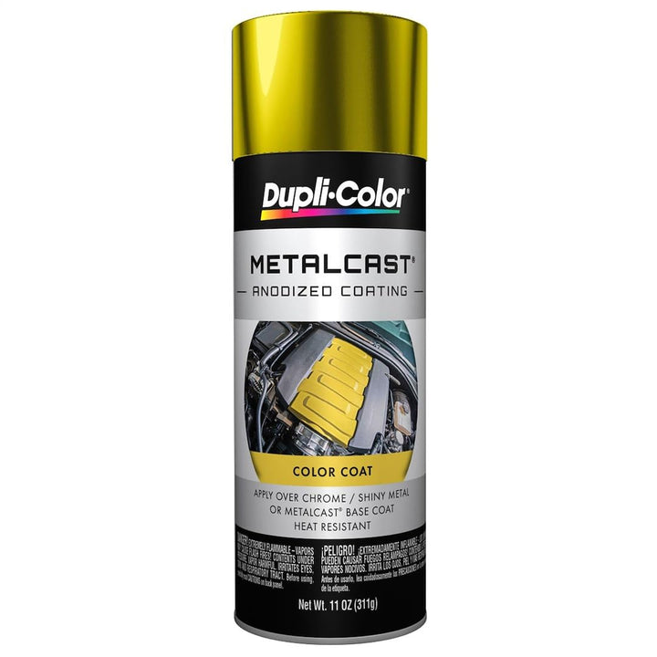 Dupli-Color spray can front view showing yellow anodized label and easy-spray nozzle benefit